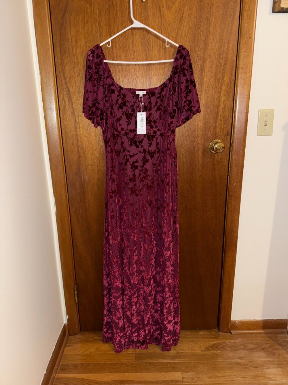 NWT Baltic Born Everley Velvet Maxi Dress in Mulberry - Picture 2 of 4